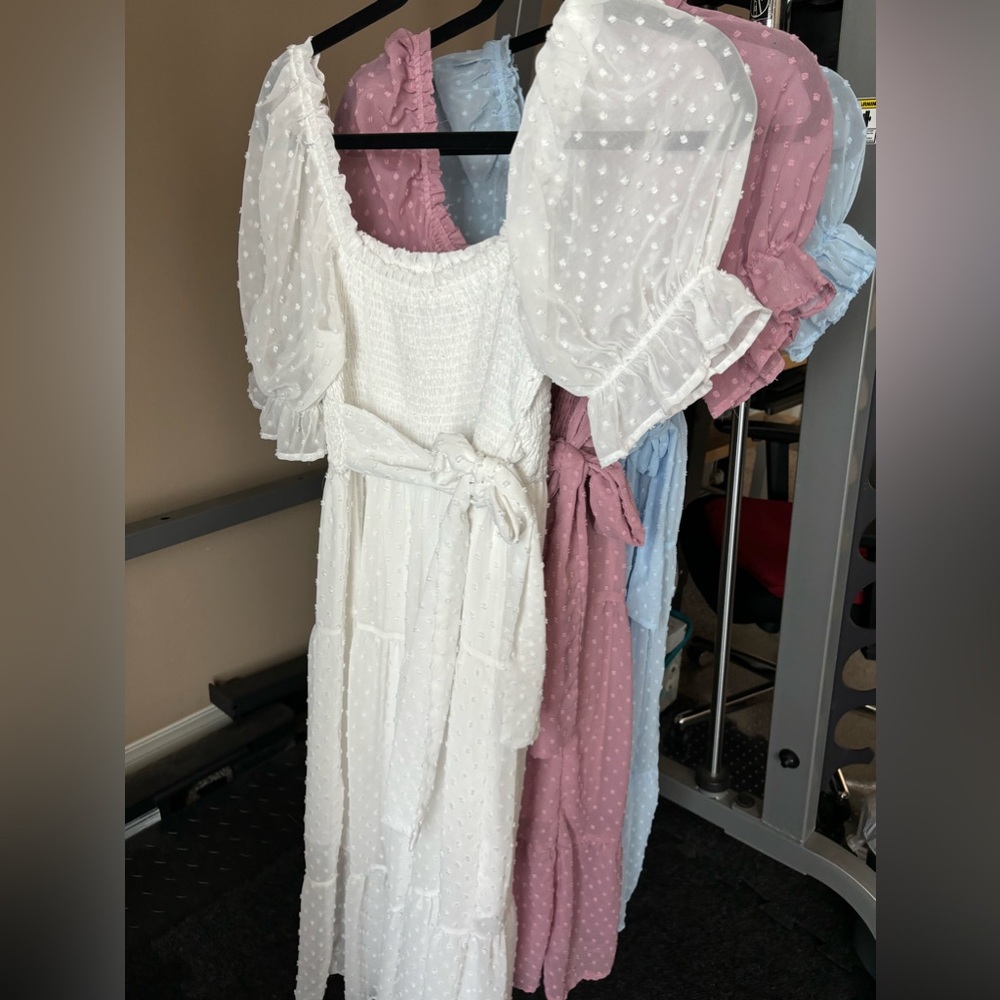 Merokeety Swiss Dot Dress in White